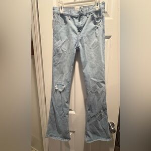 Girls Abercrombie light wash high rise flare jeans